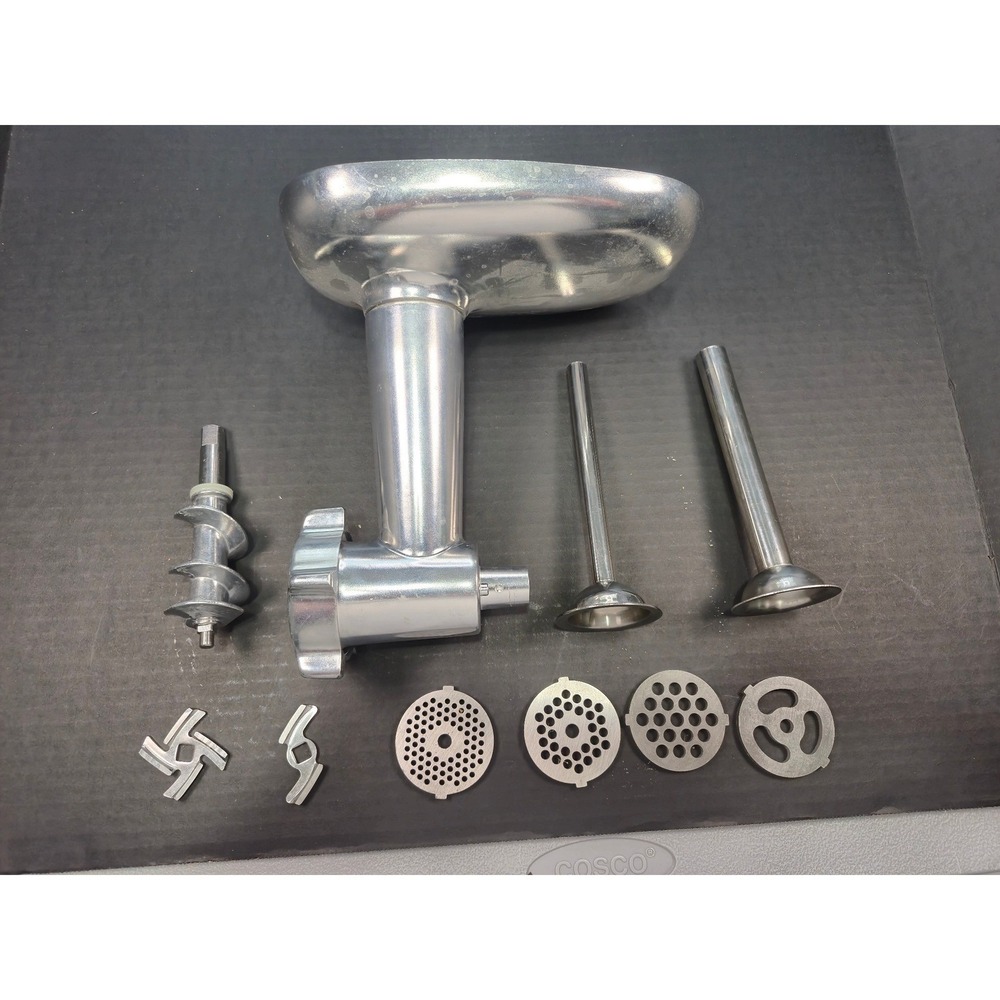 Metal Meat Grinder Attachment Set for Stand Mixer with 4 Plates 2 Tubes Silver